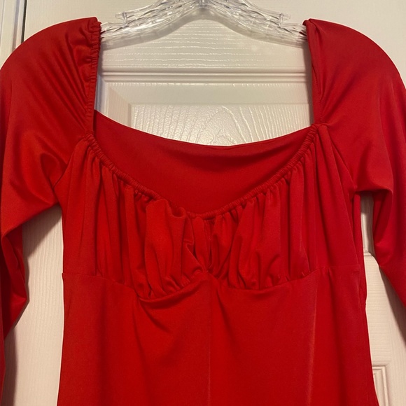 SHEIN Red Privé Ruched Bust Drawstring Side Bodycon Dress - Large - Picture 3 of 3